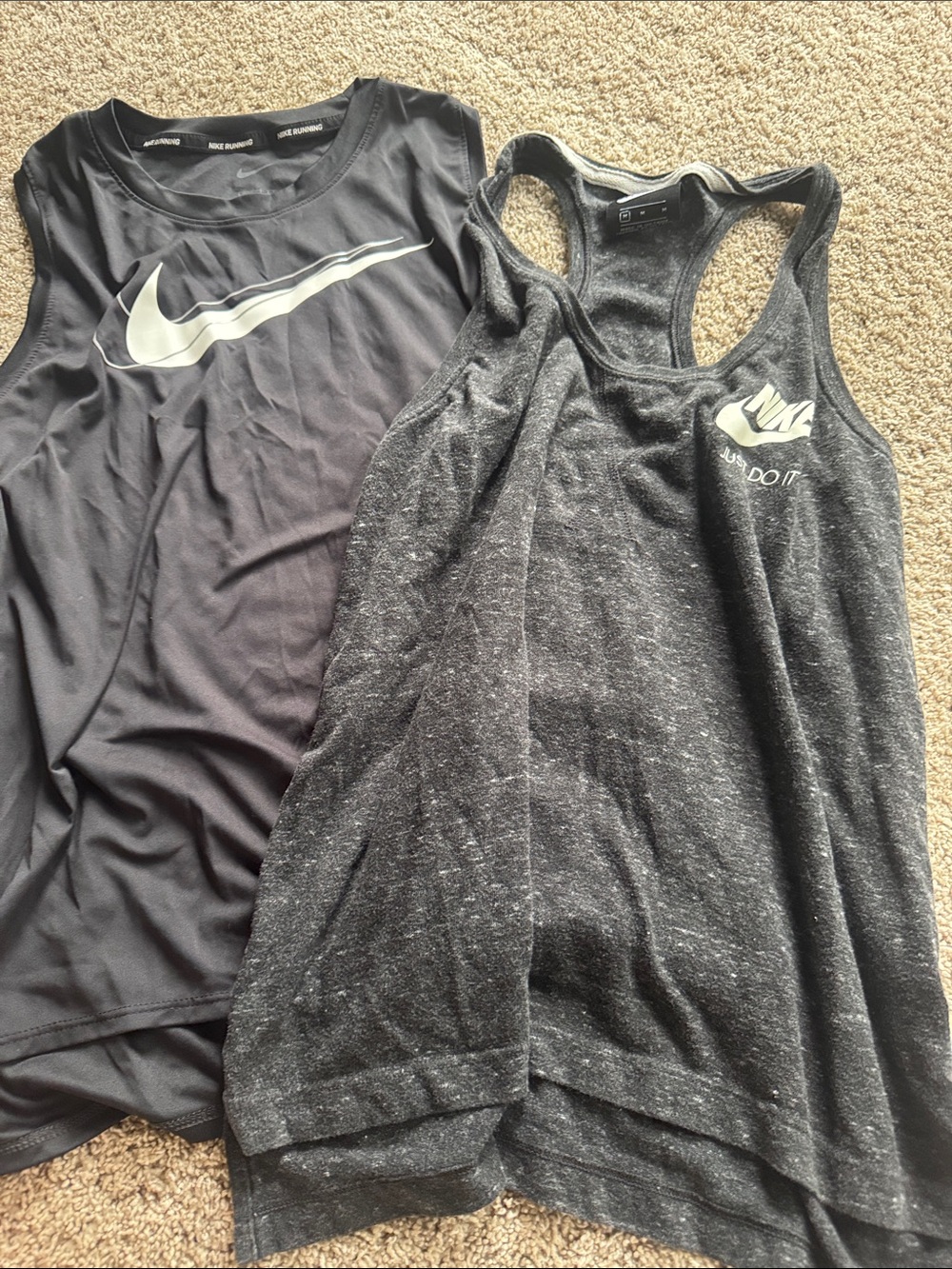 Nike Black Performance Tank & Dark Heather Racerback Set
